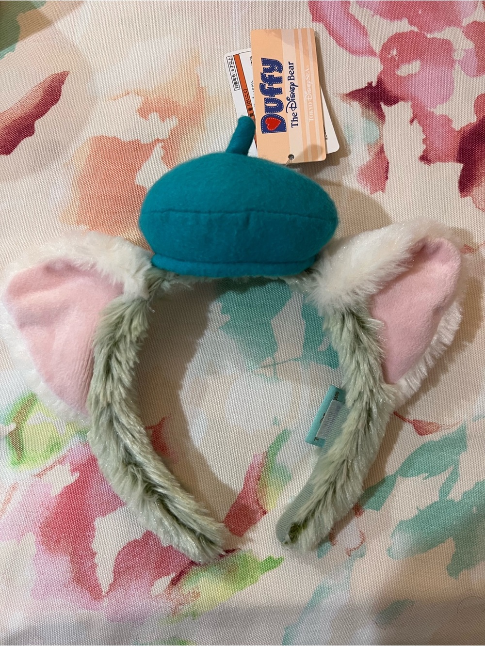 Disney Duffy Teal Beret Ear Headband with Pink Lined Ears